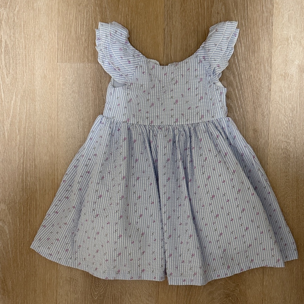 Blueberi Boulevard Striped Dress with Pink Accents